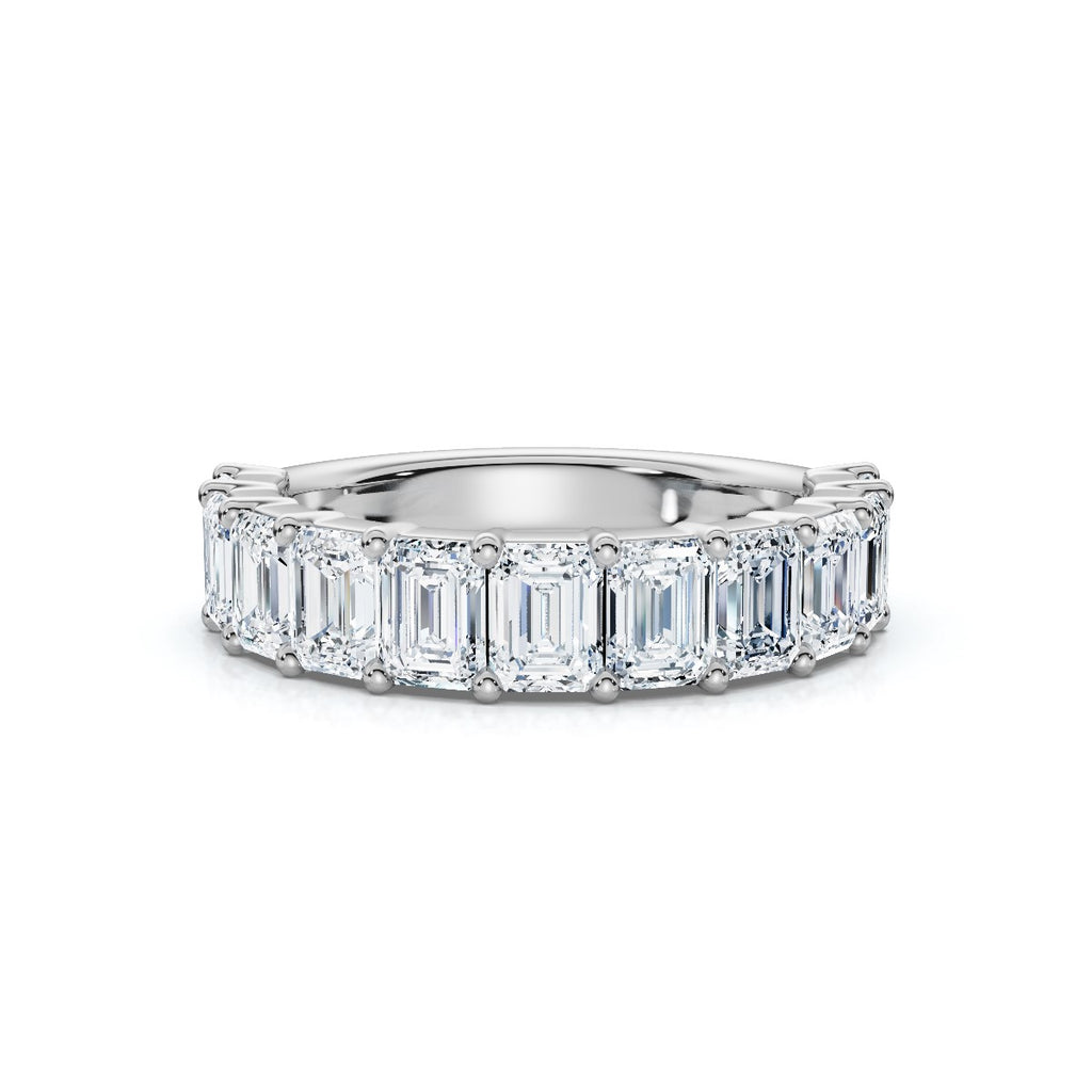 Platinum 2.20 CTW Emerald-Cut Lab-Grown Diamond Semi-Eternity Band Ring