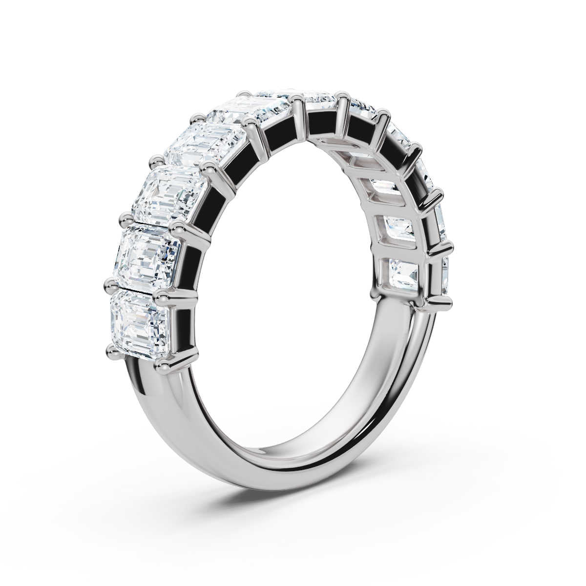 18K White Gold 2.20 CTW Emerald-Cut Lab-Grown Diamond Semi-Eternity Band Ring
