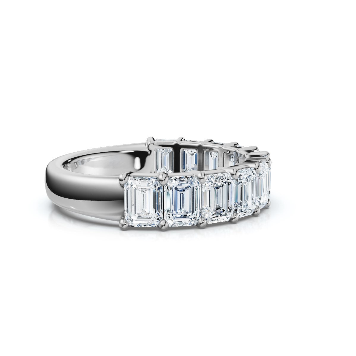 18K White Gold 2.20 CTW Emerald-Cut Lab-Grown Diamond Semi-Eternity Band Ring