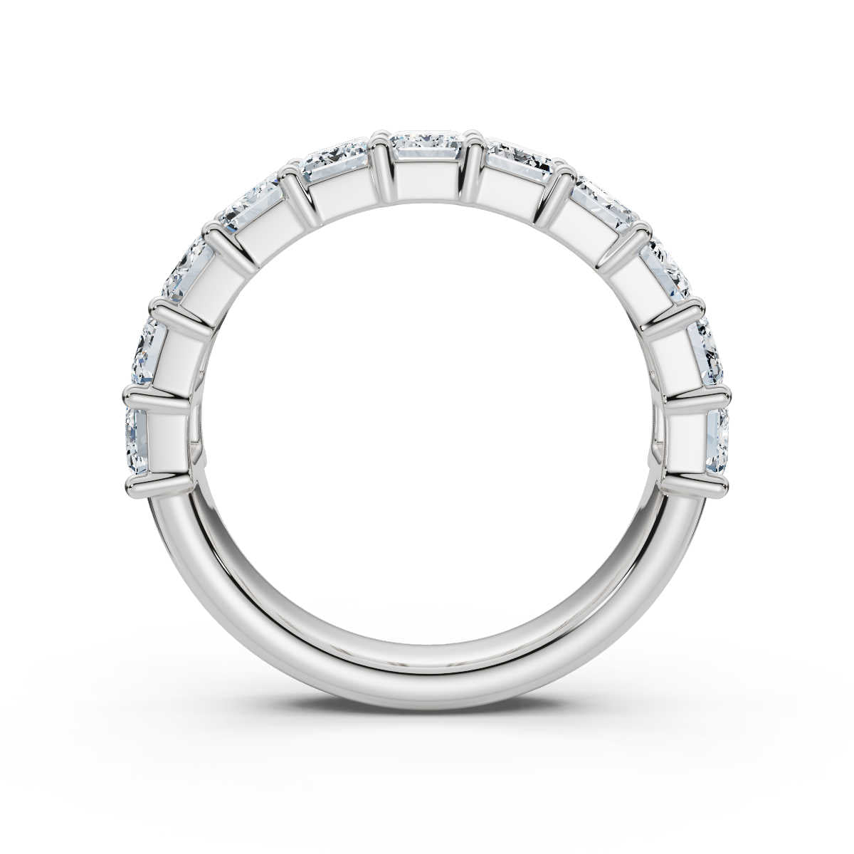 18K White Gold 2.20 CTW Emerald-Cut Lab-Grown Diamond Semi-Eternity Band Ring