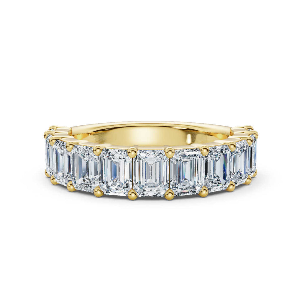 18K Yellow Gold 2.20 CTW Emerald-Cut Lab-Grown Diamond Semi-Eternity Band Ring