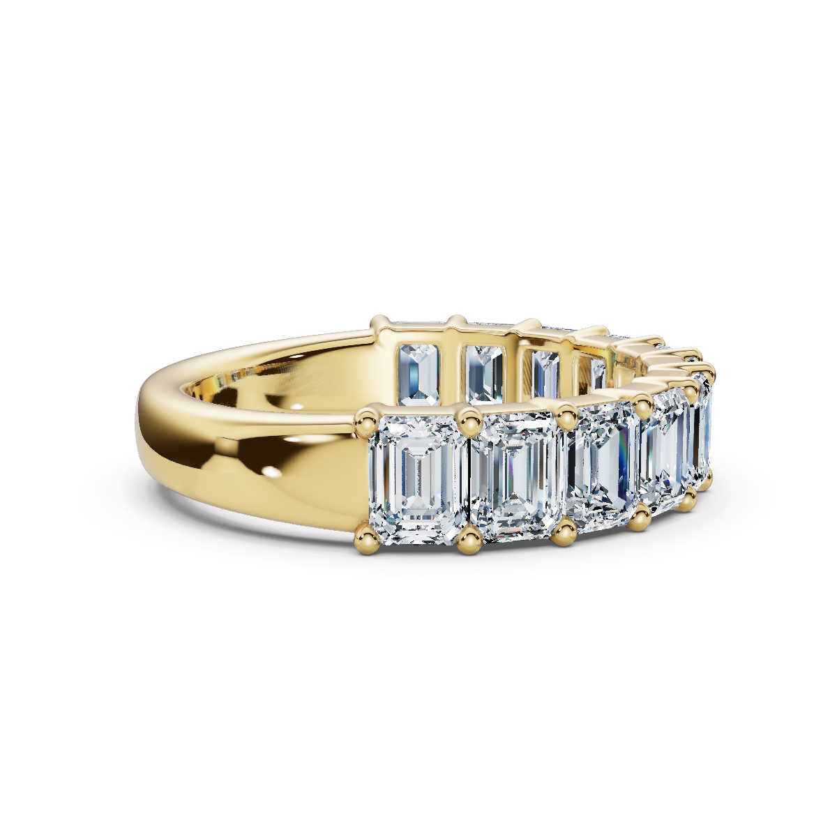 18K Yellow Gold 2.20 CTW Emerald-Cut Lab-Grown Diamond Semi-Eternity Band Ring