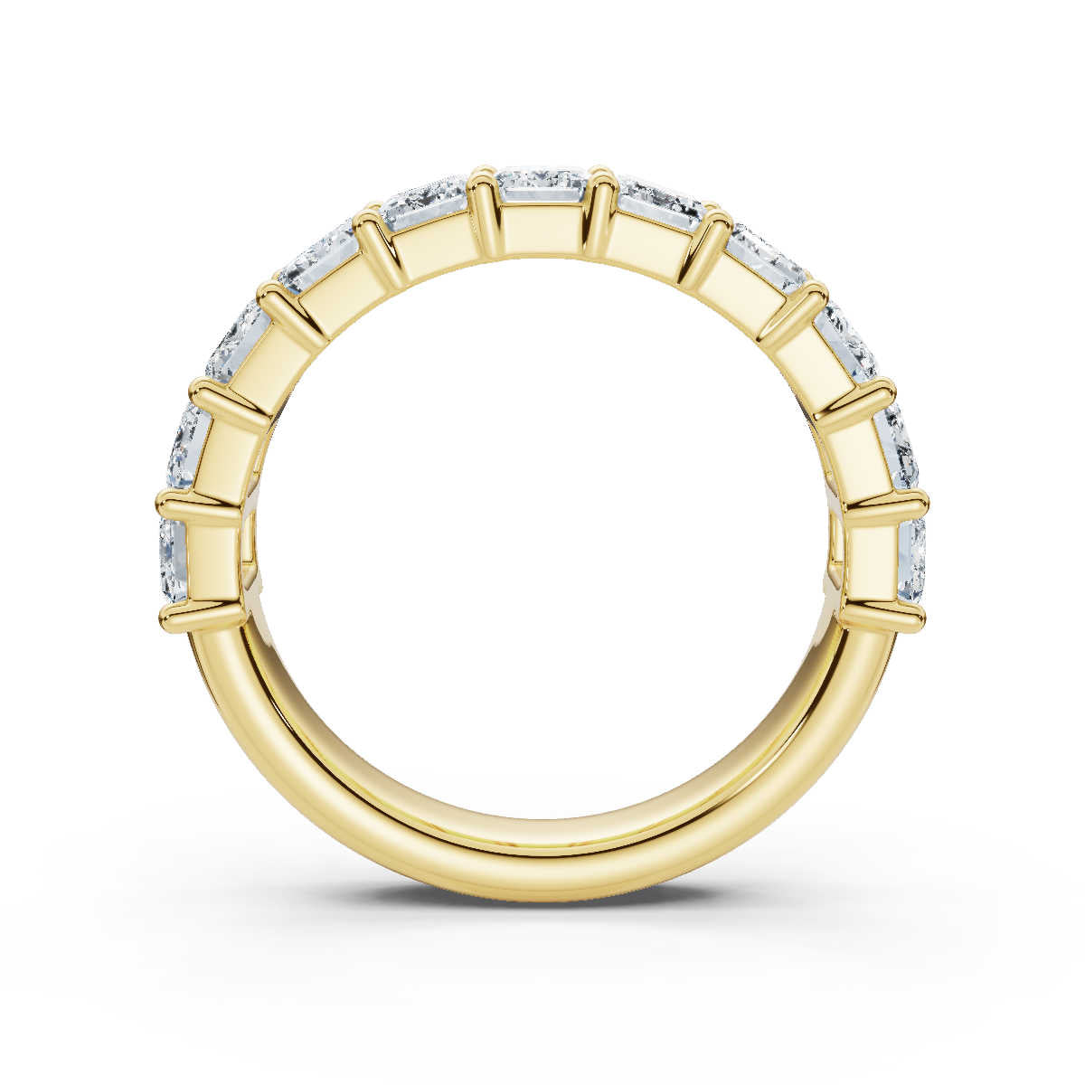 18K Yellow Gold 2.20 CTW Emerald-Cut Lab-Grown Diamond Semi-Eternity Band Ring