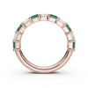 14K Rose Gold Alternating Green & White 2.2 CWT Emerald-Cut Multi-Stone Band Ring