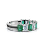 14K White Gold Alternating Green & White Emerald-Cut 2.2CWT Multi-Stone Band Ring