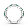 14K White Gold Alternating Green & White Emerald-Cut 2.2CWT Multi-Stone Band Ring