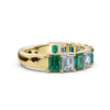 14K Yellow Gold Alternating Green & White Emerald-Cut 2.2 CWT Multi-Stone Band Ring