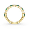 14K Yellow Gold Alternating Green & White Emerald-Cut 2.2 CWT Multi-Stone Band Ring