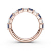 14K Rose Gold 2.20 CTW Alternating White & Blue Emerald-Cut Lab-Grown Diamond Semi-Eternity Band Ring