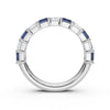 14K White Gold 2.20 CTW Alternating Emerald-Cut Blue & Whjite Diamond Semi-Eternity Band Ring