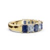 14K Yellow Gold 2.20 CTW Alternating White & Blue Emerald-Cut Lab-Grown Diamond Semi-Eternity Band Ring