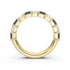 14K Yellow Gold 2.20 CTW Alternating White & Blue Emerald-Cut Lab-Grown Diamond Semi-Eternity Band Ring