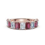18K Rose Gold Alternating Pink & White Emerald-Cut Multi-Stone Band