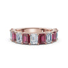14K Rose Gold Alternating Pink & White Emerald-Cut Multi-Stone Band 2.2 CTW Ring