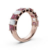 14K Rose Gold Alternating Pink & White Emerald-Cut Multi-Stone Band 2.2 CTW Ring