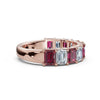14K Rose Gold Alternating Pink & White Emerald-Cut Multi-Stone Band 2.2 CTW Ring