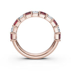 18K Rose Gold Alternating Pink & White Emerald-Cut Multi-Stone Band