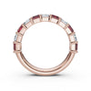 14K Rose Gold Alternating Pink & White Emerald-Cut Multi-Stone Band 2.2 CTW Ring