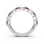 14K White Gold Alternating Pink & White Emerald-Cut Multi-Stone Band Ring 2.2 CWT