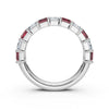 14K White Gold Alternating Pink & White Emerald-Cut Multi-Stone Band Ring 2.2 CWT