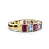 18K Yellow Gold Alternating Pink & White Emerald-Cut 2.2 CWT Multi-Stone Band Ring