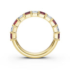 18K Yellow Gold Alternating Pink & White Emerald-Cut 2.2 CWT Multi-Stone Band Ring