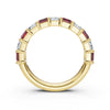 18K Yellow Gold Alternating Pink & White Emerald-Cut 2.2 CWT Multi-Stone Band Ring