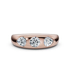 14K Rose Gold Multi-Shape Three-Stone Flush Set 1 CWT Diamond Statement Ring