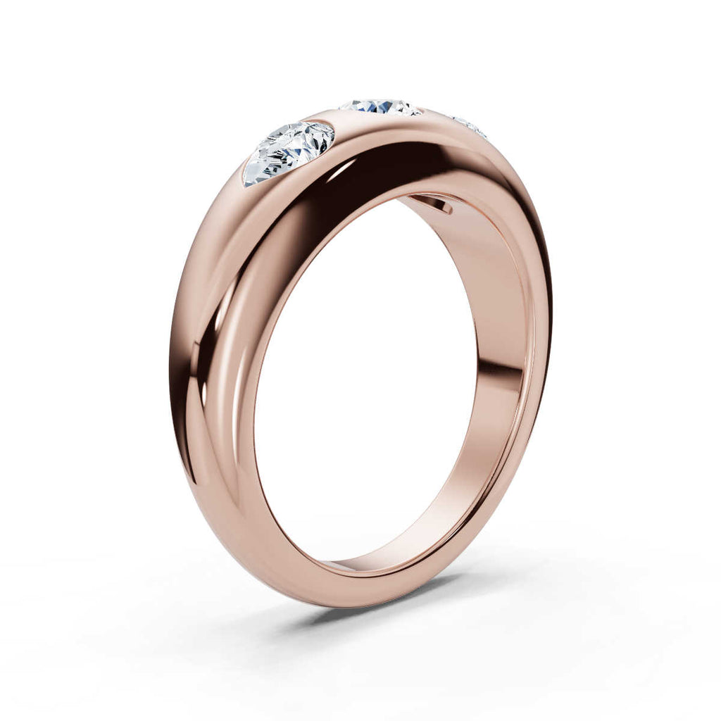 18K Rose Gold Multi-Shape Three-Stone Flush Set 1.04 CWT Diamond Statement Ring