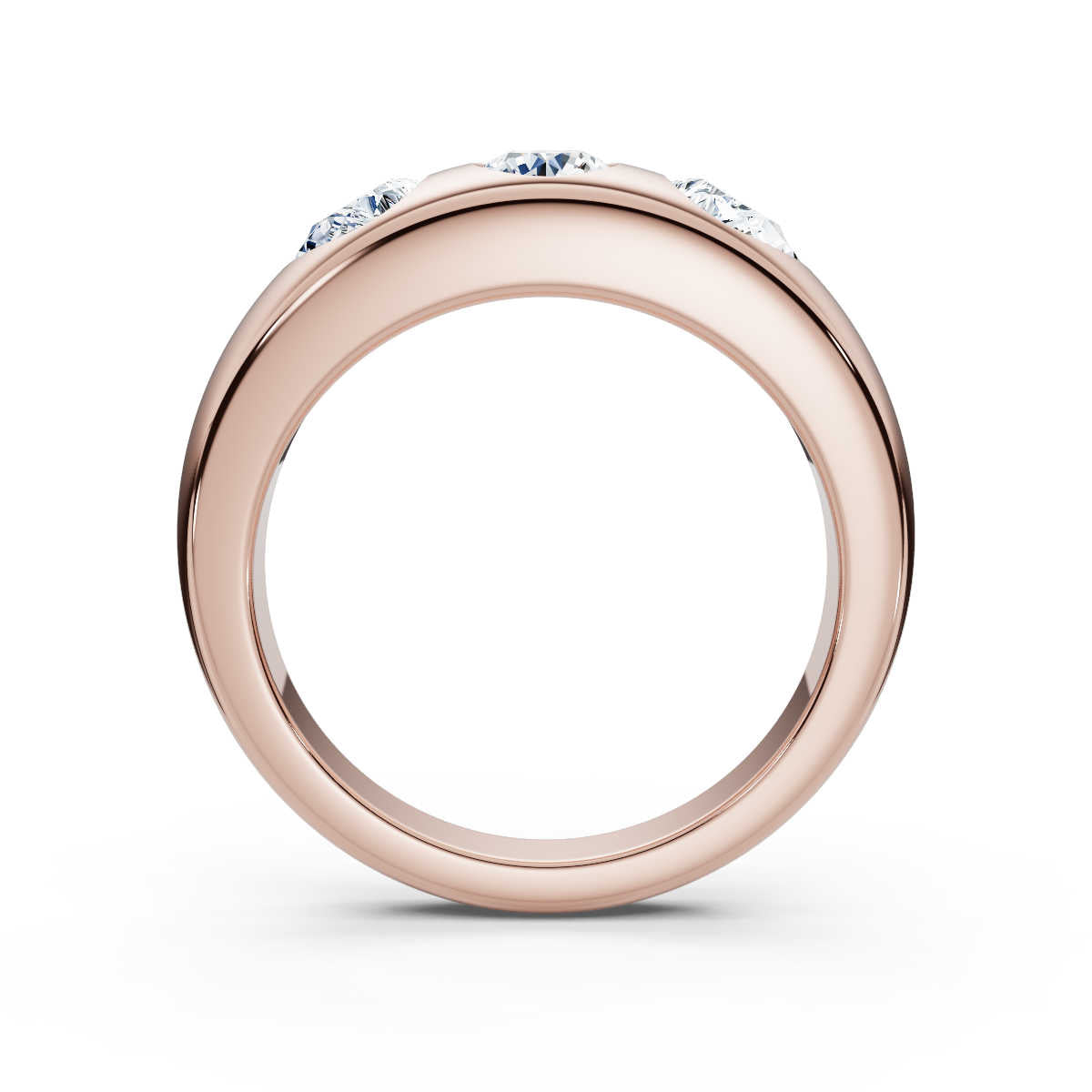 18K Rose Gold Multi-Shape Three-Stone Flush Set 1.04 CWT Diamond Statement Ring