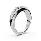 14K White Gold Multi-Shape Three-Stone Flush 1 CWT Diamond Set Statement Ring