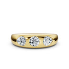 The Trinity Dome: Pear & Round Lab-Grown Diamond Flush Set Ring in 14K Yellow Gold