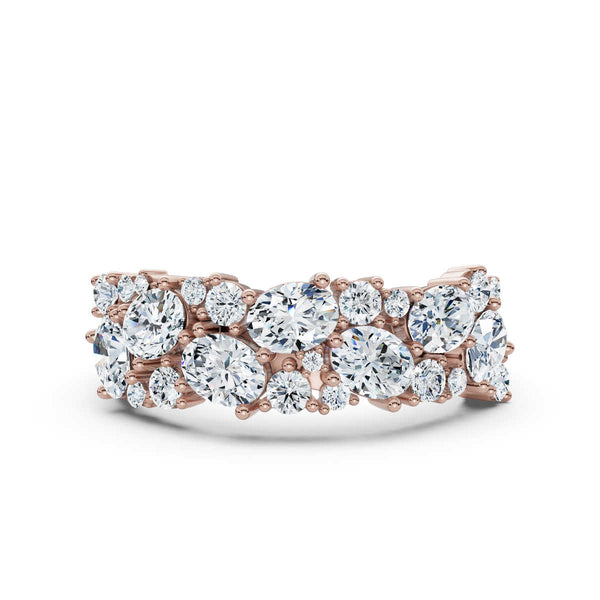 14K Rose Gold 1.19 CTW Mixed-Shape Oval & Round Lab-Grown Diamond Mosaic Band Ring