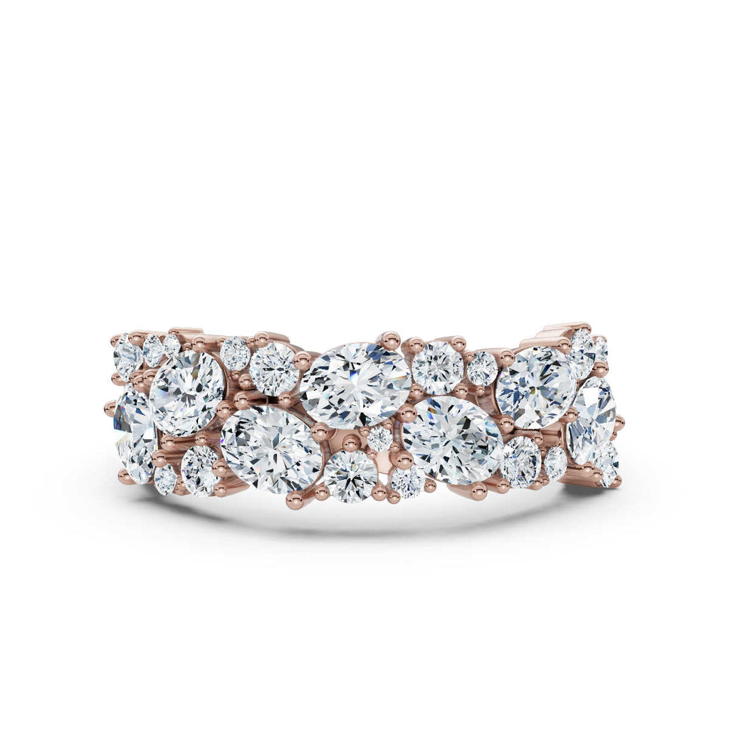 14K Rose Gold 1.19 CTW Mixed-Shape Oval & Round Lab-Grown Diamond Mosaic Band Ring