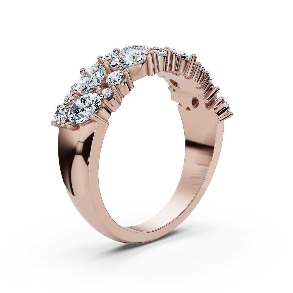 14K-18K Gold/Platinum 1.19 CTW Mixed-Shape Oval & Round Lab-Grown Diamond Mosaic Band Ring