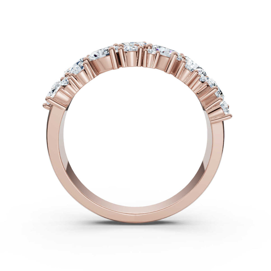 14K-18K Gold/Platinum 1.19 CTW Mixed-Shape Oval & Round Lab-Grown Diamond Mosaic Band Ring