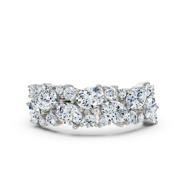 14K White Gold 1.19 CTW Mixed-Shape Oval & Round Lab-Grown Diamond Mosaic Band Ring