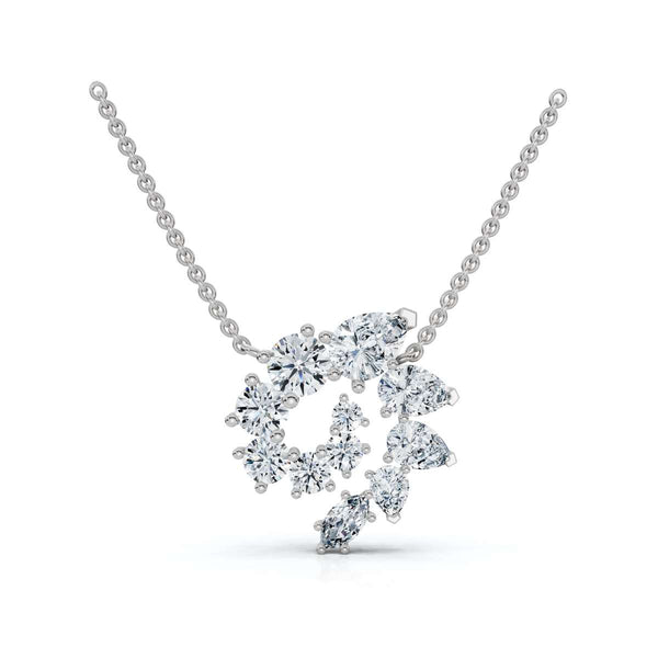 2.89 CTW Mixed-Shape Pear, Round, & Marquise Lab-Grown Diamond Spiral Pendant Necklace 14K Gold/Platinum