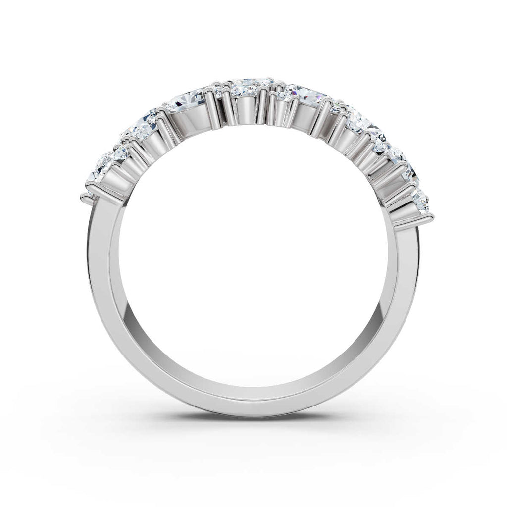 18K White Gold 1.19 CTW Mixed-Shape Oval & Round Lab-Grown Diamond Mosaic Band Ring