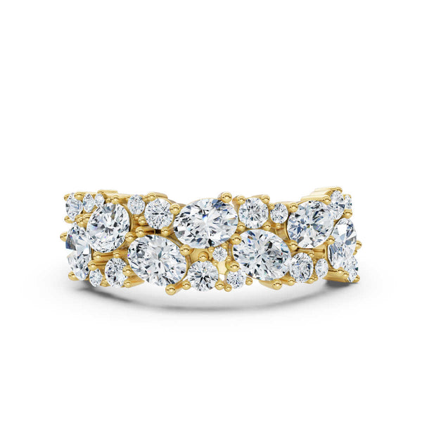 14K Yellow Gold 1.19 CTW Mixed-Shape Oval & Round Lab-Grown Diamond Mosaic Band Ring
