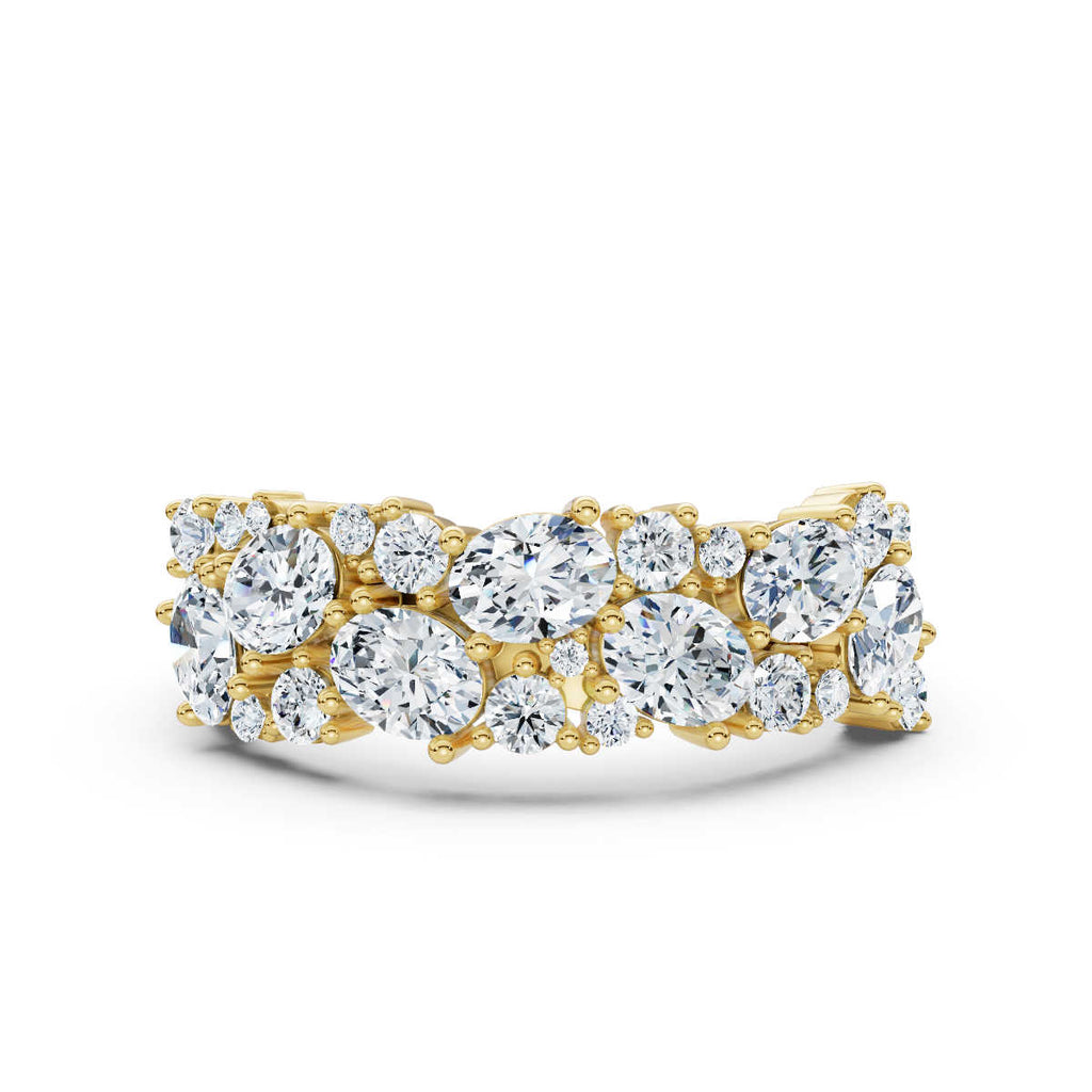 14K Yellow Gold 1.19 CTW Mixed-Shape Oval & Round Lab-Grown Diamond Mosaic Band Ring