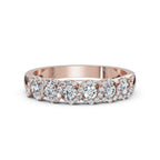 0.76 CTW Round Diamond Interlocking Scalloped Halo Band in 14K Rose Gold Ring