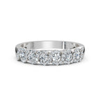 0.76 CTW Round Diamond Interlocking Scalloped Halo Band in 18K White Gold Ring