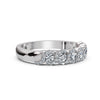 0.76 CTW Round Diamond Interlocking Scalloped Halo Band in 18K White Gold Ring