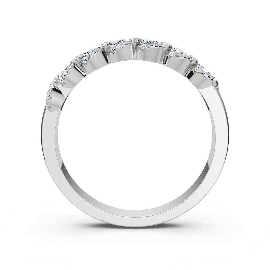 0.76 CTW Round Diamond Interlocking Scalloped Halo Band in 18K White Gold Ring