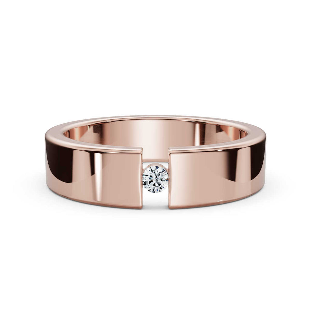4.2mm Flat-Profile Tension-Set Diamond Solitaire Band in 14K Rose Gold Ring