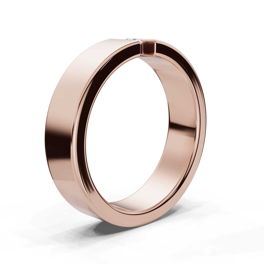 4.2mm Flat-Profile Tension-Set Diamond Solitaire Band in 14K Rose Gold Ring