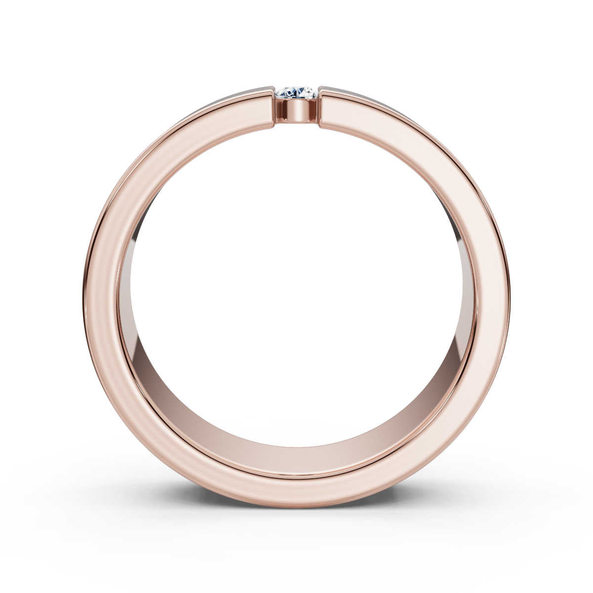 4.2mm Flat-Profile Tension-Set Diamond Solitaire Band in 14K Rose Gold Ring