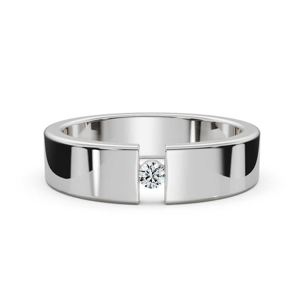 4.2mm Flat-Profile Tension-Set Diamond Solitaire Band in 14K White Gold Ring