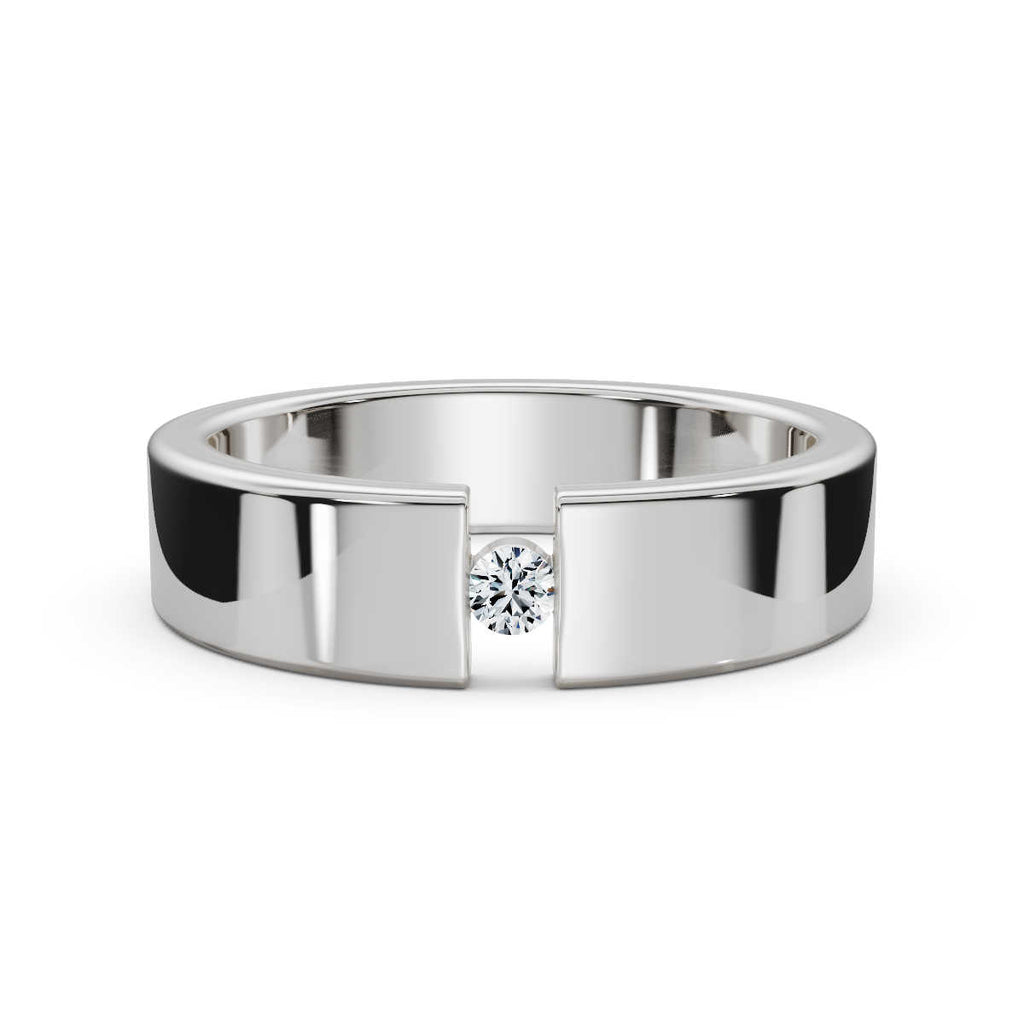 4.2mm Flat-Profile Tension-Set Diamond Solitaire Band in Solid Platinum Ring
